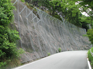 写真：主要地方道松阪青山線（落石防護網工）